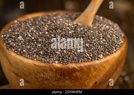 grand nombre de graines de chia à ajouter aux yaourts, desserts et autres produits alimentaires Banque D'Images