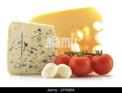 La composition avec trois sortes de fromage Banque D'Images