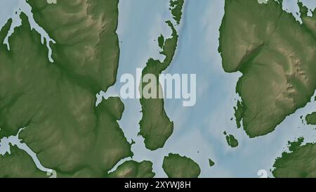 Raasay Island dans les mers intérieures au large de la côte ouest de l'Écosse sur une carte d'altitude en couleur Banque D'Images