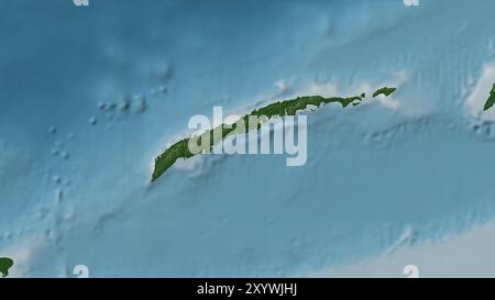 Isla de Roatan dans la mer des Caraïbes sur une carte d'altitude en couleur Banque D'Images