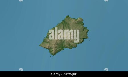 Île Sainte-Hélène dans l'océan Atlantique Sud sur une carte d'altitude en couleur Banque D'Images