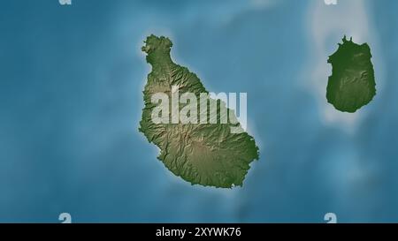 Île Santiago dans l'océan Atlantique Nord sur une carte d'altitude colorée Banque D'Images