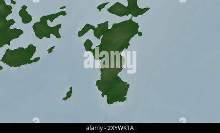 Sud de l'île Ronaldsay dans la mer du Nord sur une carte d'altitude en couleur Banque D'Images