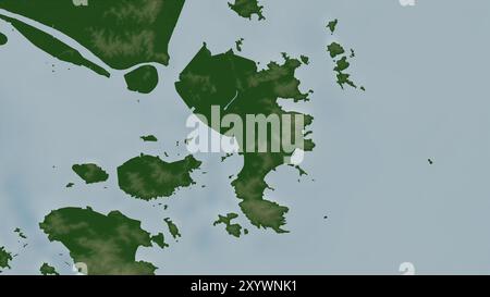 Île de Zhujiajian dans la mer de Chine orientale sur une carte d'altitude en couleur Banque D'Images