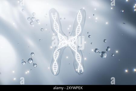 Gènes et chromosomes humains, rendu 3D. illustration 3d. Banque D'Images