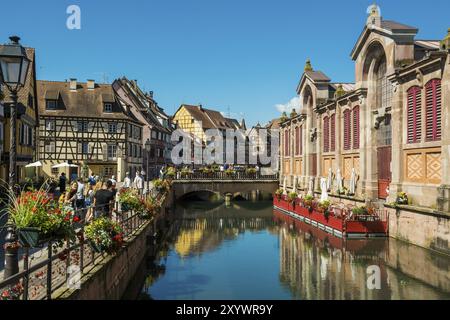 Pittoresques maisons à colombages colorées, la petite Venise, Colmar, Alsace, Bas-Rhin, France, Europe Banque D'Images