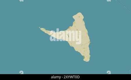 Île d'Anjouan dans le canal du Mozambique sur une carte topographique de style humanitaire OSM Banque D'Images