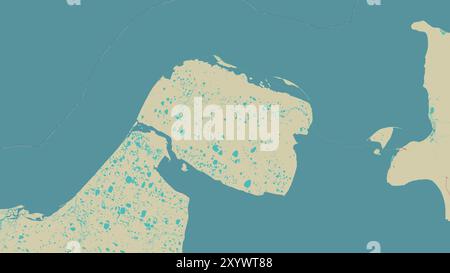 Ayon Island dans la mer de Sibérie orientale sur une carte topographique de style humanitaire OSM Banque D'Images