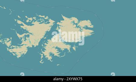 East Falkland Island dans l'océan Atlantique Sud sur une carte topographique de style humanitaire OSM Banque D'Images