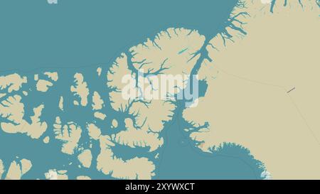 Île d'Ellesmere dans la baie de Baffin sur une carte topographique de style humanitaire OSM Banque D'Images