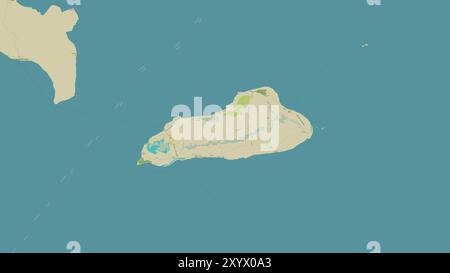 Île de Jomalig dans la mer des Philippines sur une carte topographique de style humanitaire OSM Banque D'Images
