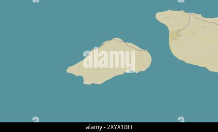 Pulau Leti dans la mer de Timor sur une carte topographique de style humanitaire OSM Banque D'Images
