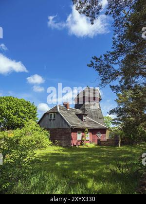 Vieux moulin à vent sur le Fischland-Darss à Wieck Banque D'Images