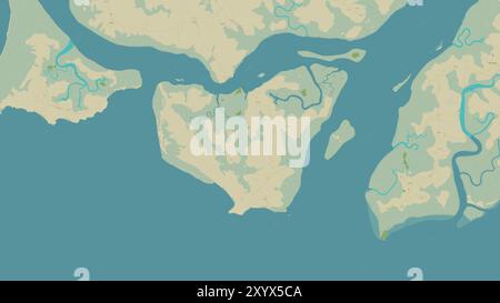 Ilha de Pecixe dans l'océan Atlantique Nord sur une carte topographique de style humanitaire OSM Banque D'Images