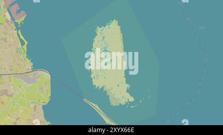 Île de Saltholm dans le Kattegat sur une carte topographique de style humanitaire OSM Banque D'Images
