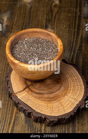 grand nombre de graines de chia à ajouter aux yaourts, desserts et autres produits alimentaires, gros plan Banque D'Images