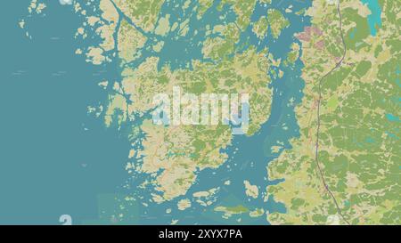 Île de Tjorn dans le Kattegat sur une carte topographique de style humanitaire OSM Banque D'Images