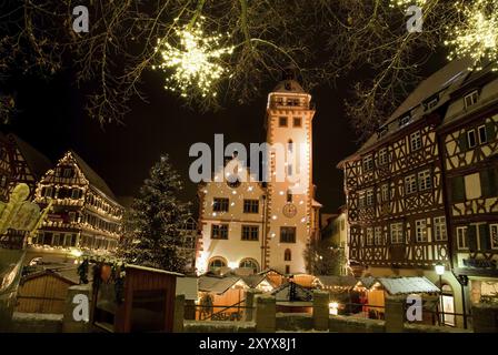 La vieille ville de Mosbach décorée pour Noël Banque D'Images