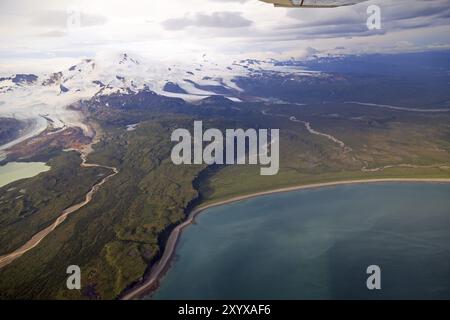 Vol au-dessus du parc national de Katmai en Alaska Banque D'Images