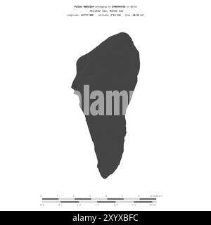 Pulau Bakalan dans la mer de Banda, appartenant à l'Indonésie, isolé sur une carte d'altitude à deux niveaux, avec échelle de distance Banque D'Images