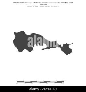 Sir Graham Moore Island dans l'océan Indien, appartenant à l'Australie, isolé sur une carte d'altitude à deux niveaux, avec échelle de distance Banque D'Images
