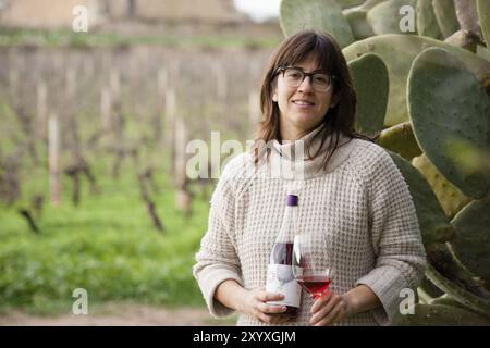 Barbara Mesquida Mora, Bodegas Mesquida Mora, dénomination de origen Pla i Llevant, Porreres, Mallorca, Islas baleares, Espana Banque D'Images