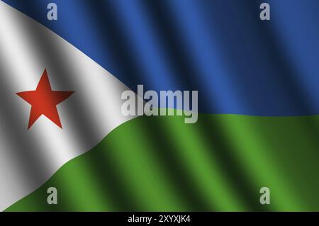 Le drapeau de Djibouti volant dans le vent Banque D'Images
