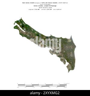 Île de la Caïque orientale dans l'océan Atlantique Nord, appartenant aux îles Turques et Caïques, isolée sur une image satellite prise le 27 février 2023, avec Banque D'Images