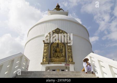 Photographie de la Pagode de la paix mondiale à Pokhara, Népal, Asie Banque D'Images