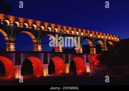 Nuit Pont du Gard, nuit Pont du Gard 01 Banque D'Images