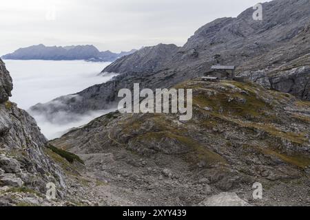 Cabane de montagne dans le Loferer Steinberge, Autriche, Europe Banque D'Images