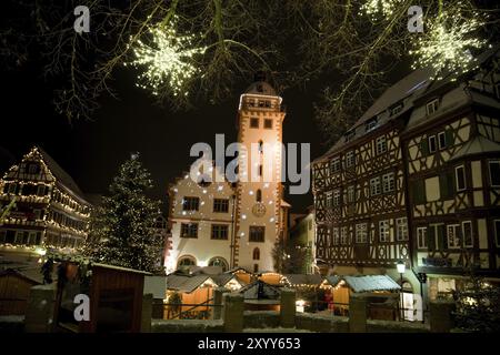 La vieille ville de Mosbach décorée pour Noël Banque D'Images