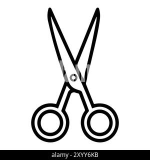 Icône de ciseaux ou symbole de ligne moderne. Dessin au trait vectoriel et conception d'icône avec contour audacieux. Noir et blanc Pixel Perfect symbole minimaliste isolé whi Illustration de Vecteur
