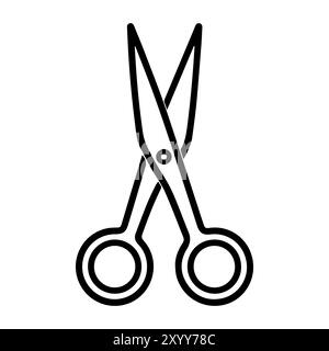 Icône de ciseaux ou symbole de ligne moderne. Dessin au trait vectoriel et conception d'icône avec contour audacieux. Noir et blanc Pixel Perfect symbole minimaliste isolé whi Illustration de Vecteur