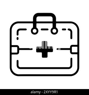 Icône de sac médical ou symbole de ligne moderne. Dessin au trait vectoriel et conception d'icône avec contour audacieux. Noir et blanc Pixel Perfect symbole minimaliste isolé Illustration de Vecteur
