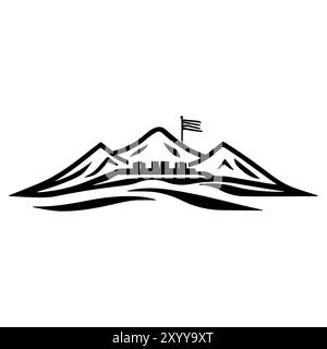 Icône de base militaire ou symbole de ligne moderne. Dessin au trait vectoriel et conception d'icône avec contour audacieux. Noir et blanc Pixel Perfect symbole minimaliste isoler Illustration de Vecteur
