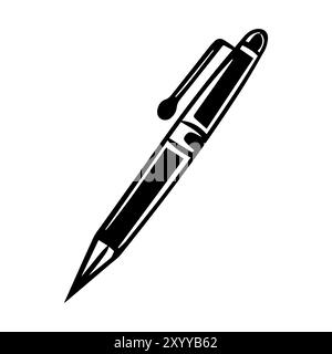 Icône de stylo ou symbole de ligne moderne. Dessin au trait vectoriel et conception d'icône avec contour audacieux. Noir et blanc Pixel Perfect symbole minimaliste isolé blanc BA Illustration de Vecteur