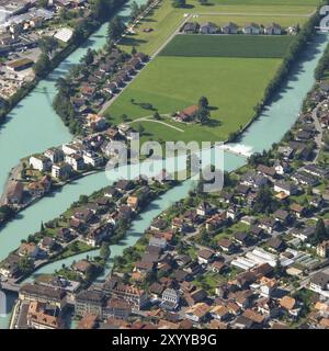 Interlaken et Aare River. Vue depuis le mont Harder Kulm. Suisse Banque D'Images