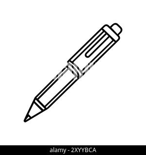 Icône de stylo ou symbole de ligne moderne. Dessin au trait vectoriel et conception d'icône avec contour audacieux. Noir et blanc Pixel Perfect symbole minimaliste isolé blanc BA Illustration de Vecteur