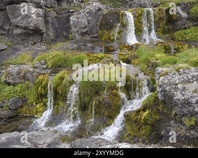 Cascade à Dynjandi dans les Westfjords en Islande Banque D'Images