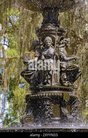 Vieille fontaine des Muses sur un jardin botanique à Rio de Janeiro Banque D'Images