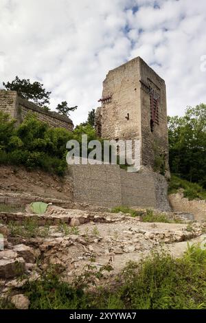 Les ruines du château de Lobdeburg près d'Iéna en Thuringe ruine du château de Lobdeburg, bâtiment historique, Allemagne, Europe Banque D'Images