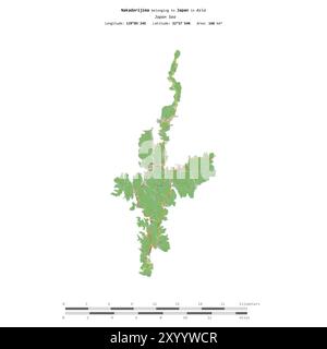 Nakadorijima dans la mer du Japon, appartenant au Japon, isolé sur une carte topographique de style standard OSM, avec échelle de distance Banque D'Images