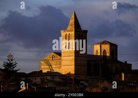 Iglesia Parroquial de Santa Maria, del S. XIII, reconstruida en el S. XVI, Sineu, Majorque, Îles baléares, espagne Banque D'Images