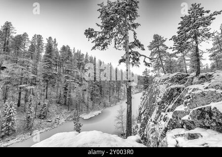 Paysage d'hiver, Gaellivare, Norrbotten, Laponie, Suède, octobre 2013, Europe Banque D'Images