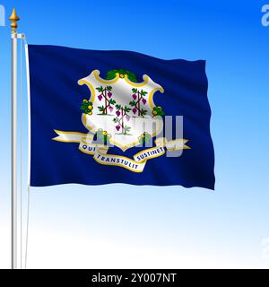 Drapeau agitant de l'état fédéral du Connecticut, États-Unis, illustration vectorielle Illustration de Vecteur
