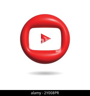 Icône YouTube 3D. Illustration de Vecteur