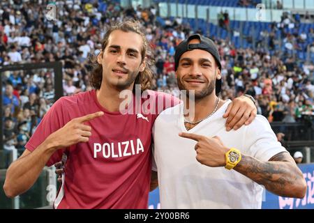 Roma, Italie. 09 juin 2022. Foto Alfredo Falcone/LaPresse09/06/2022 Roma, Italia Sport Atletica Golden Gala Pietro Mennea 2022 - Stadio Olimpico di Roma Nella foto : Marcel Jacobs Gianmarco Tamberi photo Alfredo Falcone/LaPresse 09/06/2022 Roma, Italie Sport Athletics Golden Gala Pietro Mennea 2022 - Olimpico Stadium of Roma in the pic : Marcel Jacobs Gianmarco Tamberi crédit : LaPresse/Alamy Live News Banque D'Images