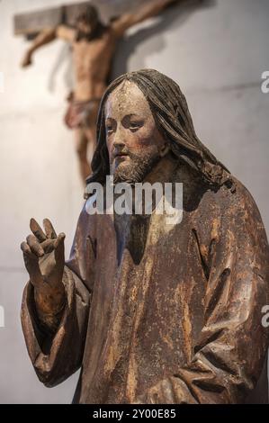 Détail du Christ, Palmesel, figure en bois d'environ 1520, Dioezesan Museu, Rottenburg, Bade-Wuertemberg, Allemagne, Europe Banque D'Images