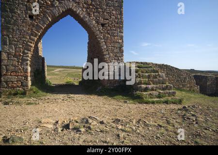 Les restes du château de Grosnez point, Jersey, Royaume-Uni, Europe Banque D'Images